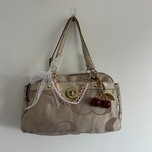 y2k coach beige monogram satchel bag