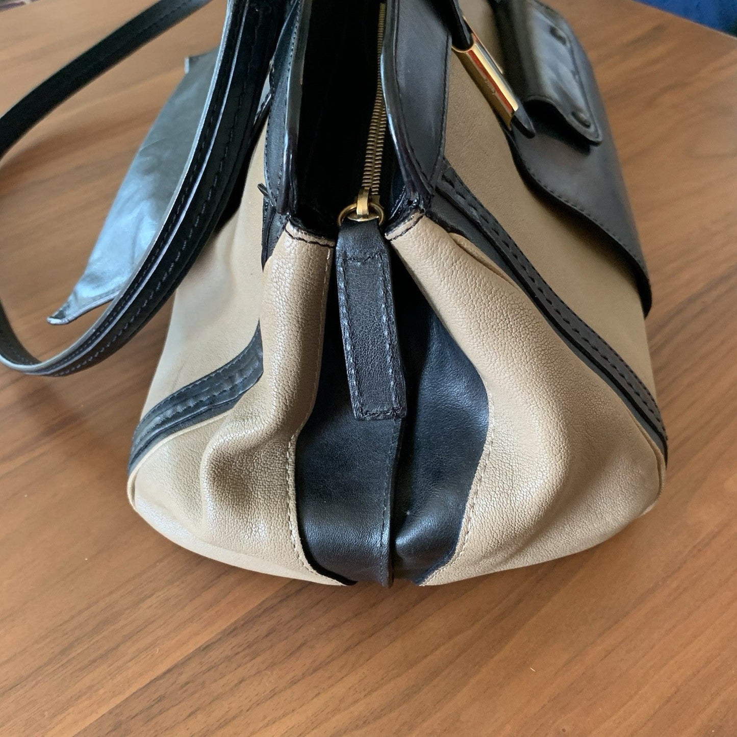 Authentic Chloé Alice Satchel Bag - Black & Tan Leather - Excellent Condition!