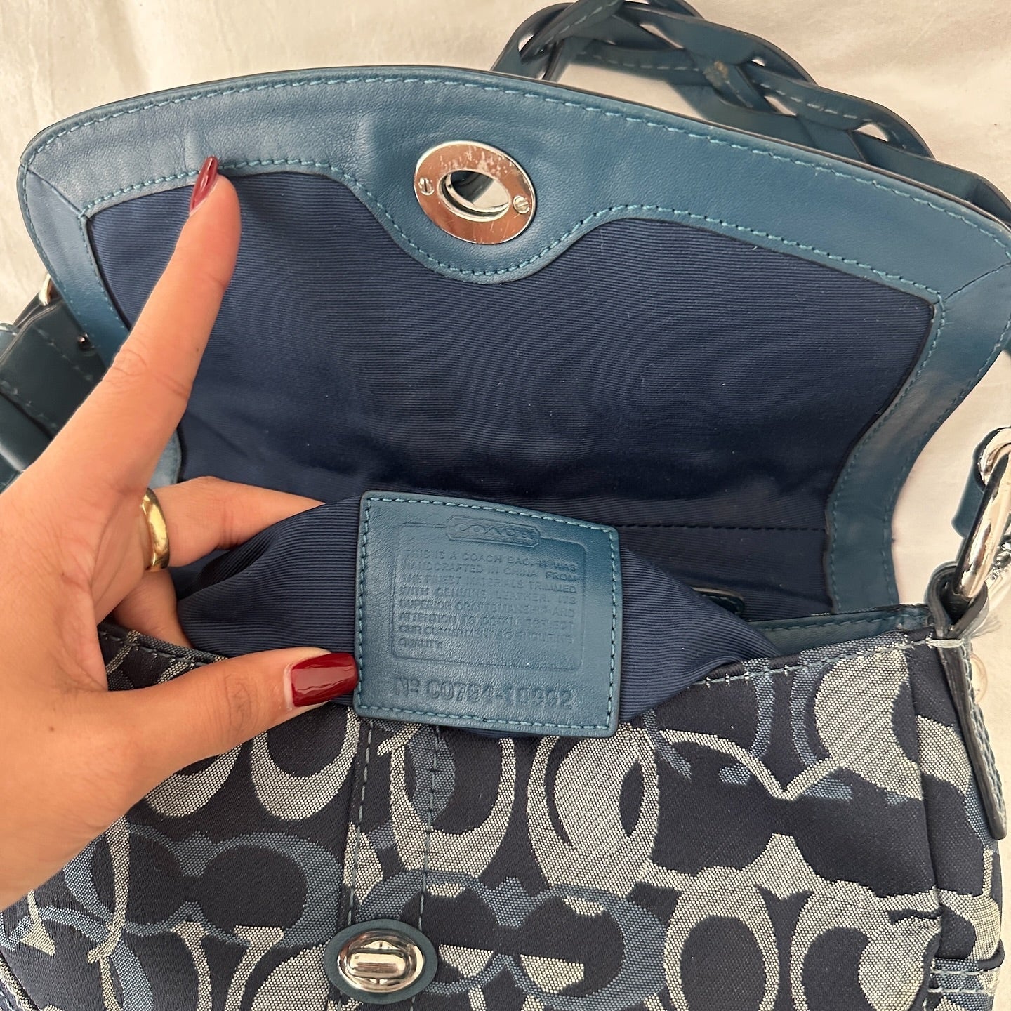 y2k coach blue monogram jacquard bag