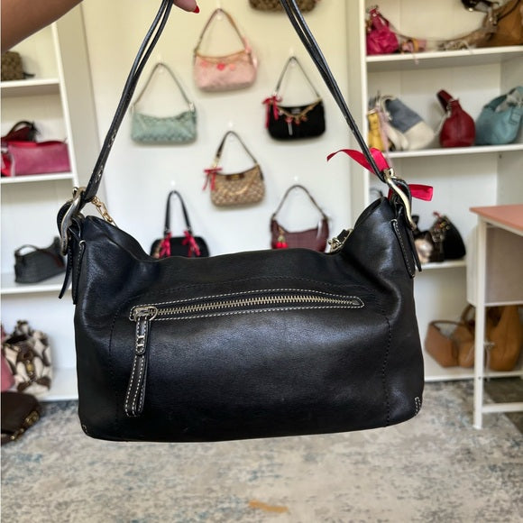 y2k coach black leather hampton shoulder bag 🍒