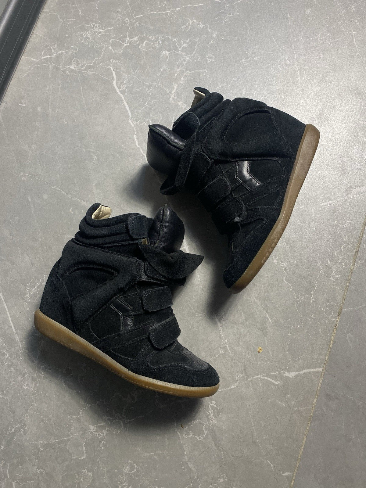 ISABEL MARANT LADIES BECKETT LEATHER SUEDE WEDGE SNEAKERS TRAINERS HIDDEN Sz 39