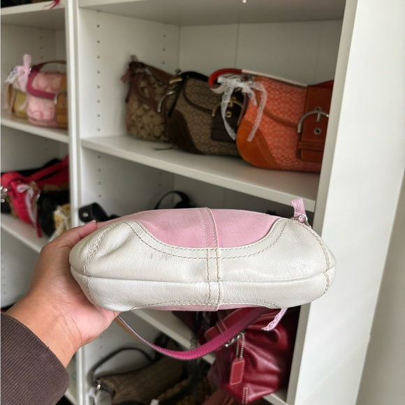 y2k coach hobo shoulder pink canvas 🎀
