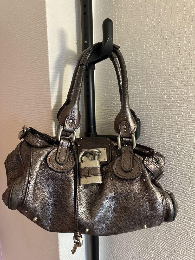 Chloe paddington handbag shoulder bag padlock key metallic leather 1