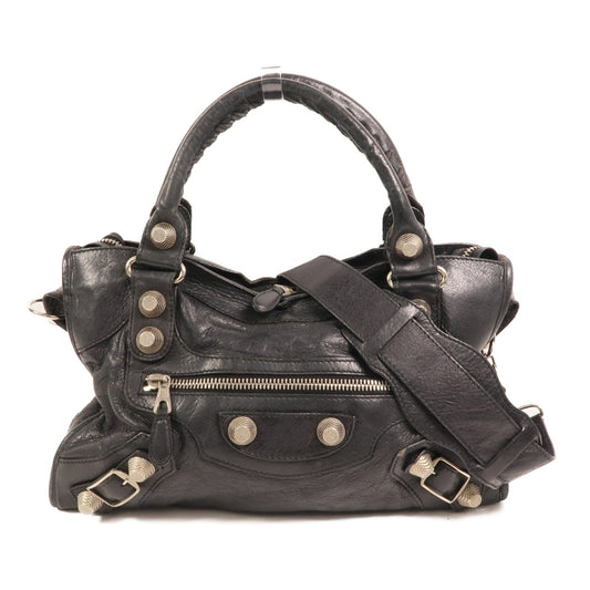 BALENCIAGA SHW City Bag 2 Way Shoulder Bag 173084 Calfskin Leather Black