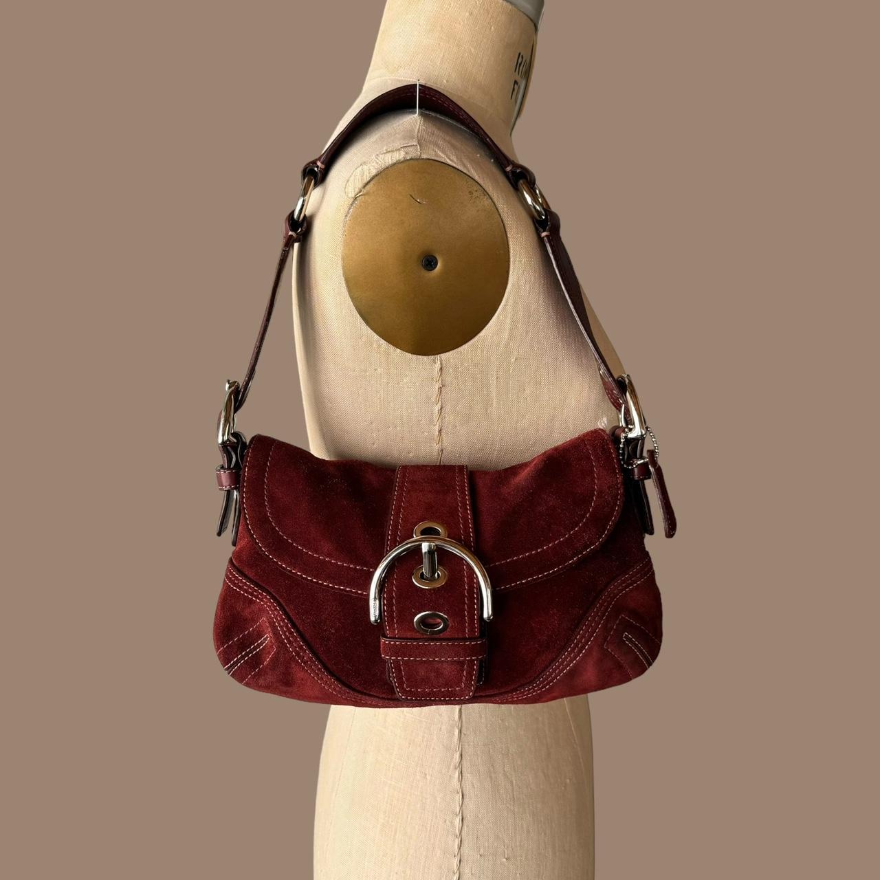 Vintage Y2K Coach rare red suede soho shoulder bag!