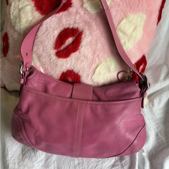 y2k coach soho flap pink leather