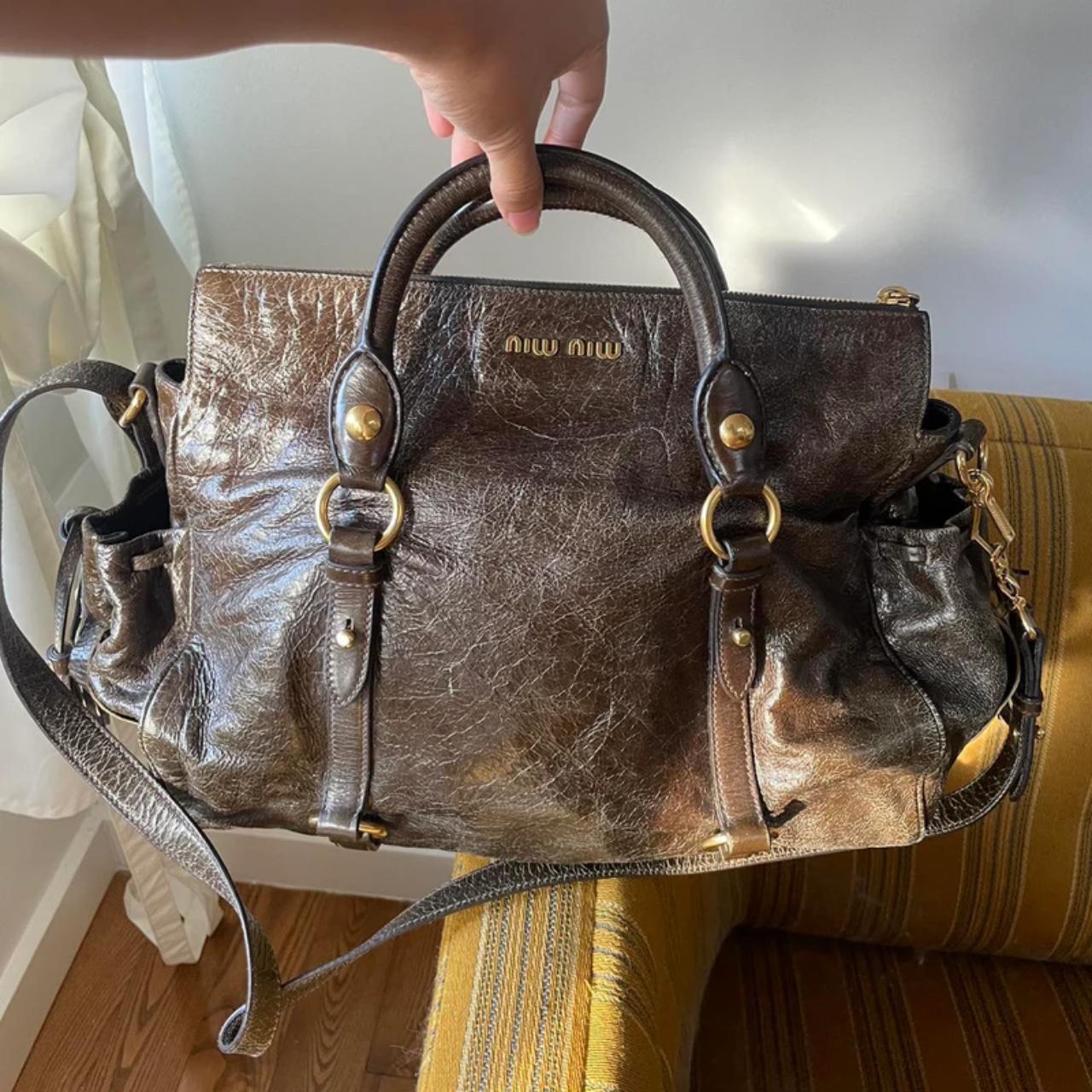 🔥 Authentic Vintage Dark Brown Leather Miu Miu Vitello Lux Bag Pre-owned 🔥