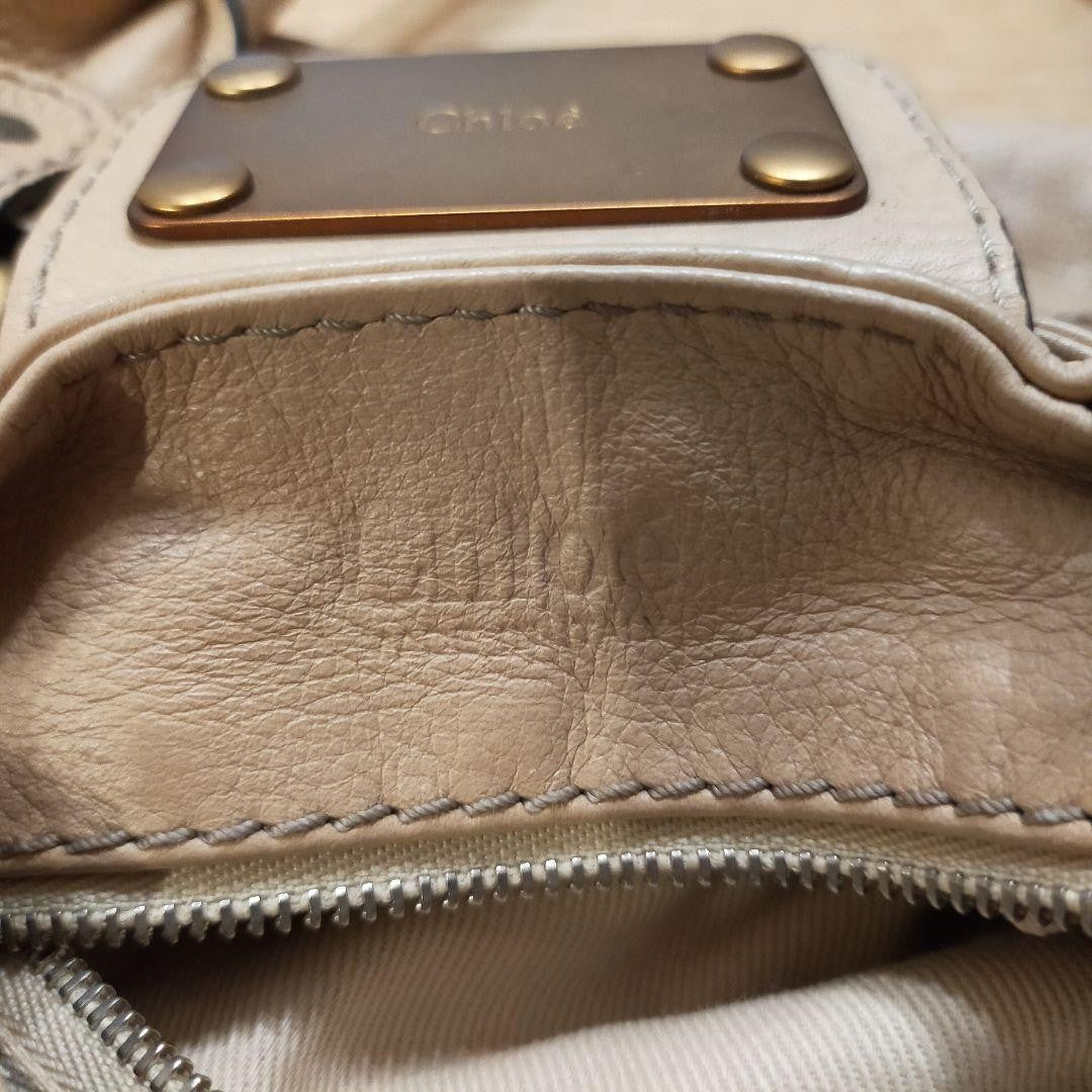Authentic Chloe Paddington Beige Handbag Shoulder Bag Gold hardware Padlock Key