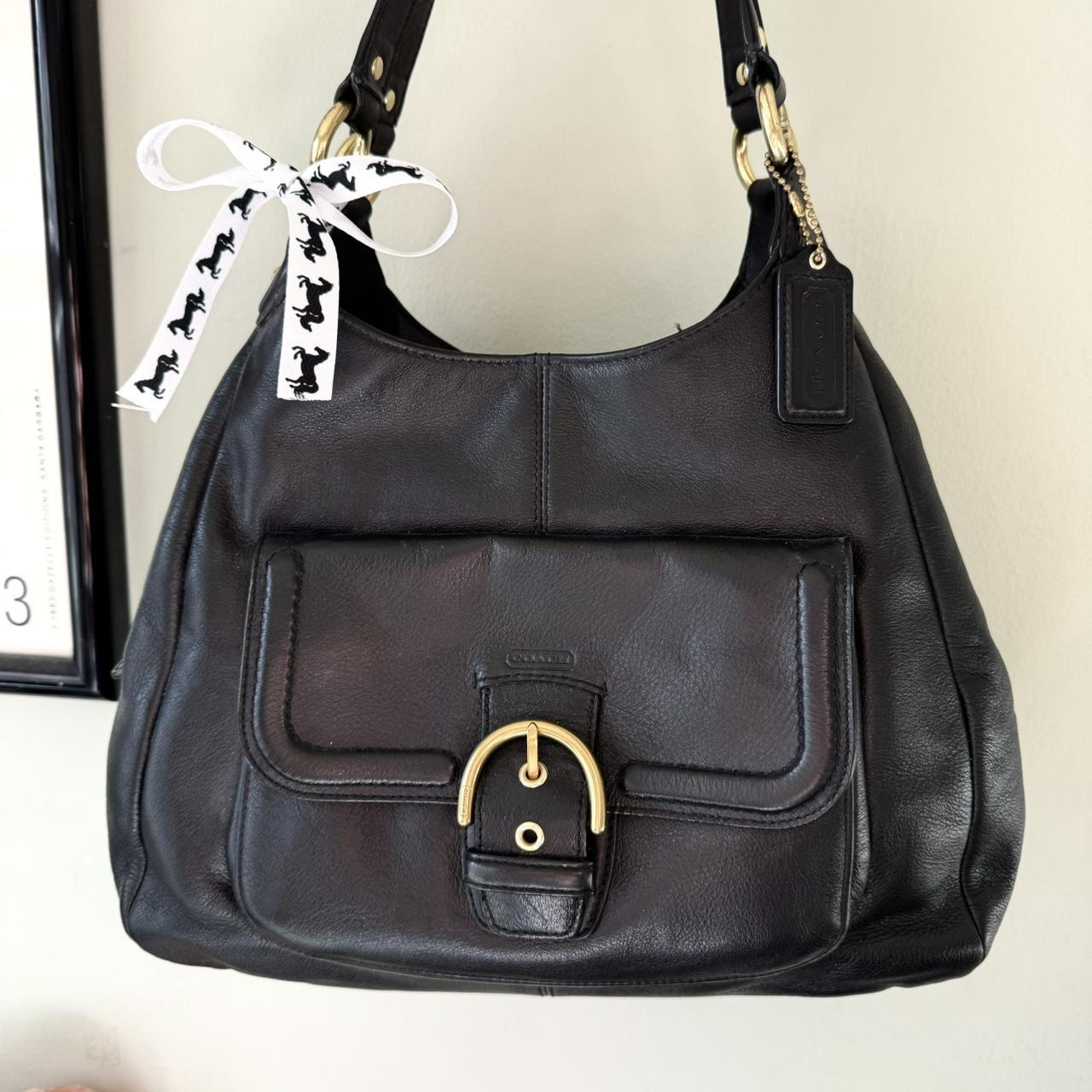 Vintage 90s Coach Campbell black leather shoulder bag!