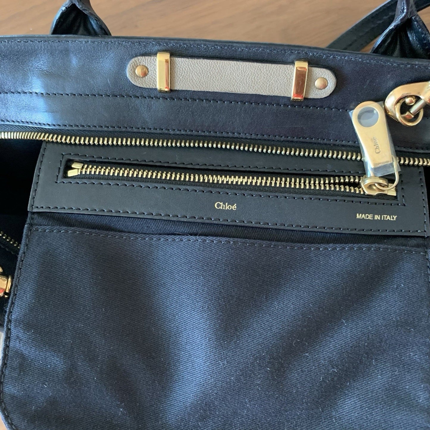 Authentic Chloé Alice Satchel Bag - Black & Tan Leather - Excellent Condition!