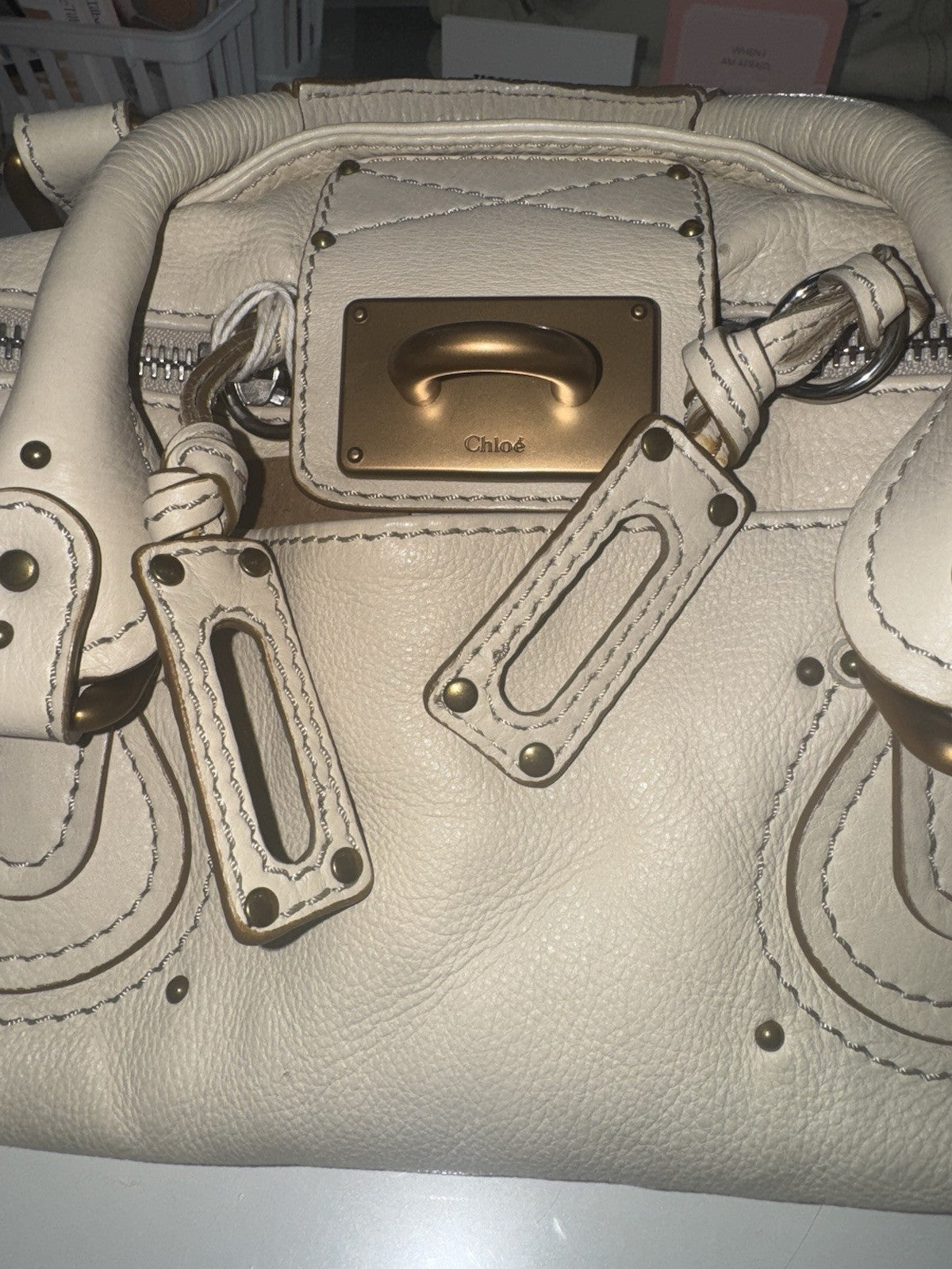 authentic Chloe paddington leather shoulder bag hand bag ivory ships quick 💨