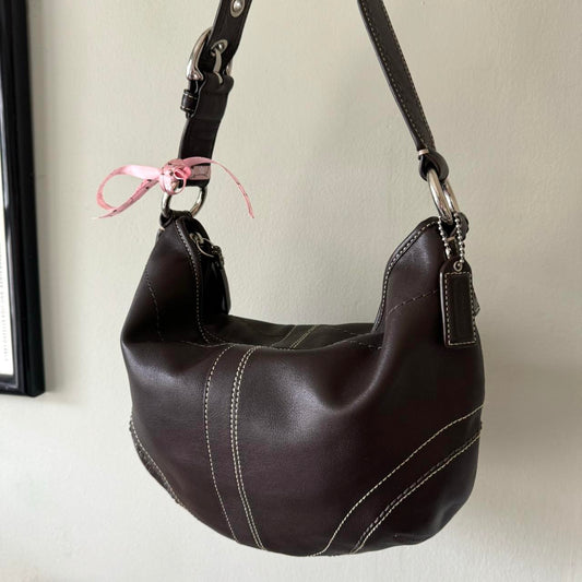 Vintage Y2K Coach brown leather hobo bag!