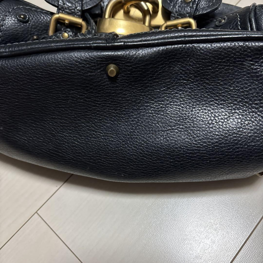 Chloe paddington handbag mini boston bag padlock key black leather