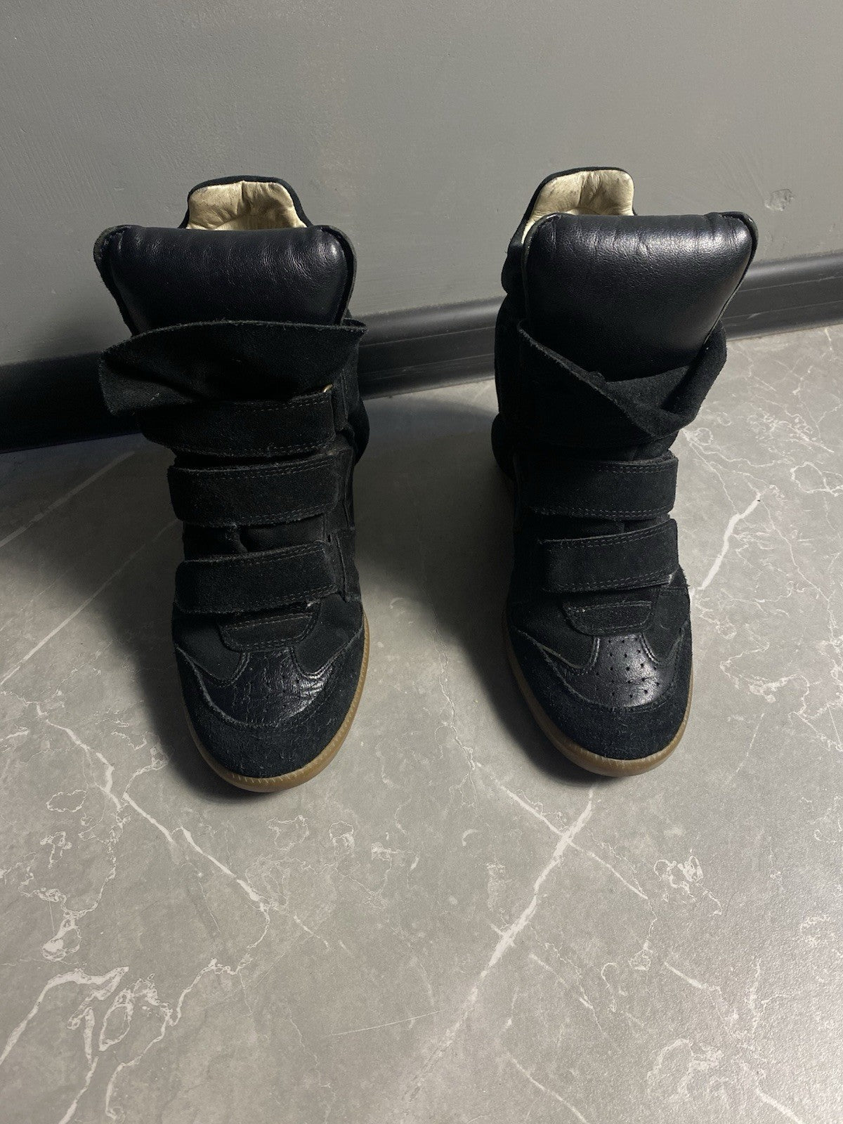 ISABEL MARANT LADIES BECKETT LEATHER SUEDE WEDGE SNEAKERS TRAINERS HIDDEN Sz 39