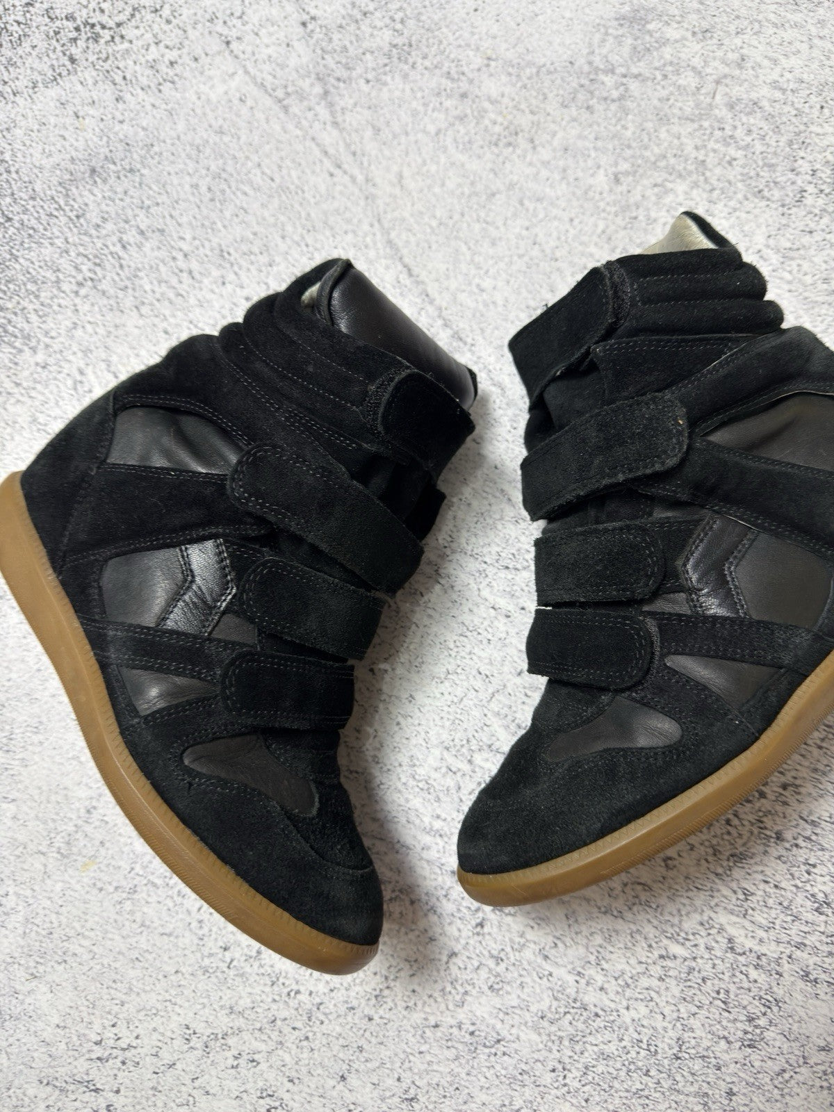 Isabel Marant Beckett Black Suede High Sneakers Basket Shoes Size 38