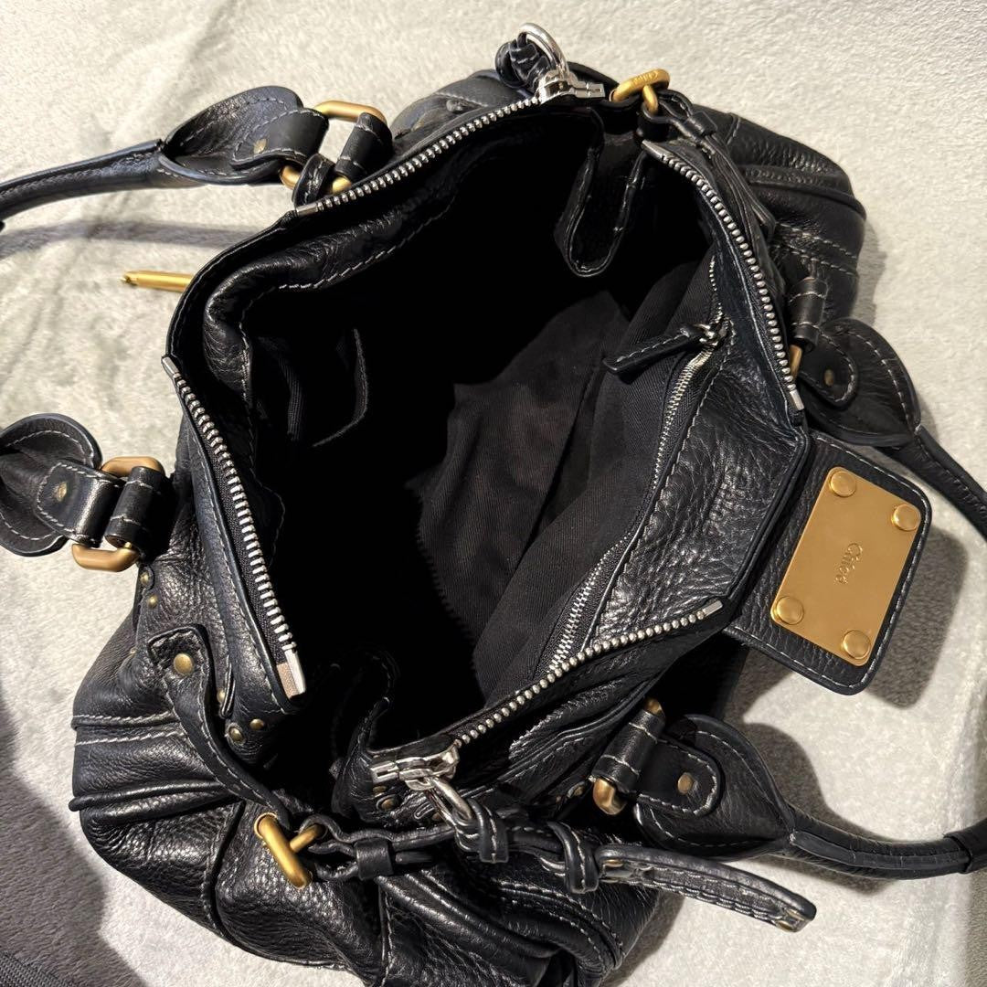 Chloe paddington handbag shoulder bag black leather 36 x 15 x 20cm