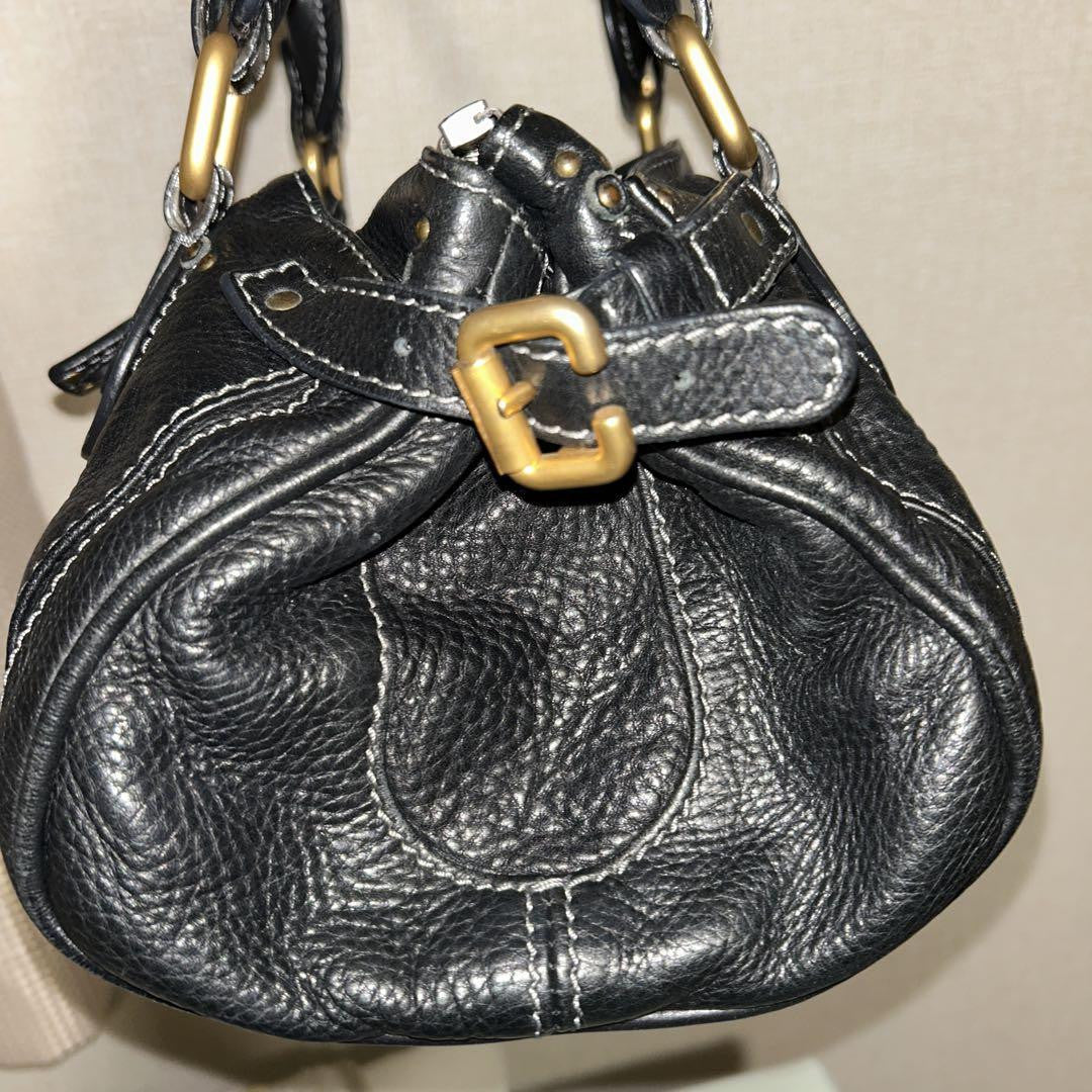 Chloe paddington handbag shoulder bag padlock key black leather