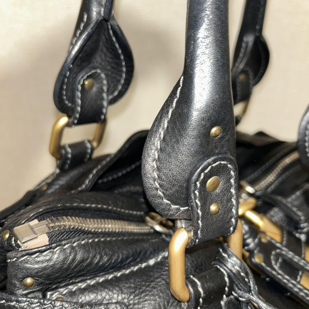 Chloe paddington handbag shoulder bag padlock key black leather