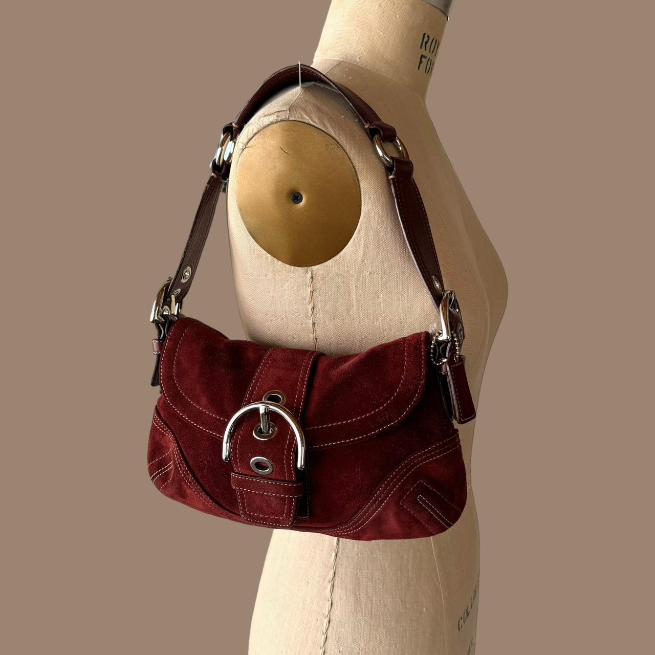 Vintage Y2K Coach rare red suede soho shoulder bag!