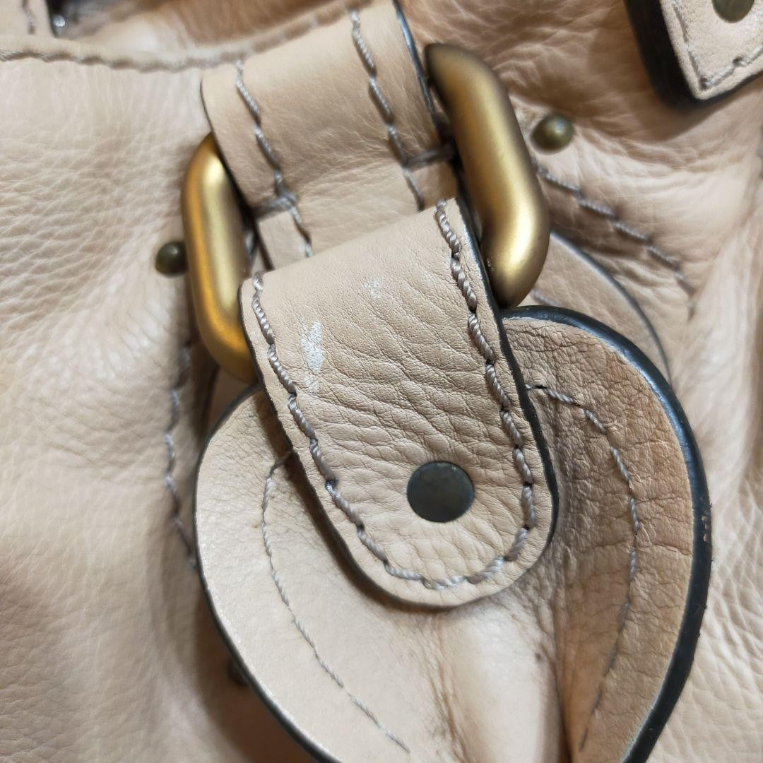 Authentic Chloe Paddington Beige Handbag Shoulder Bag Gold hardware Padlock Key
