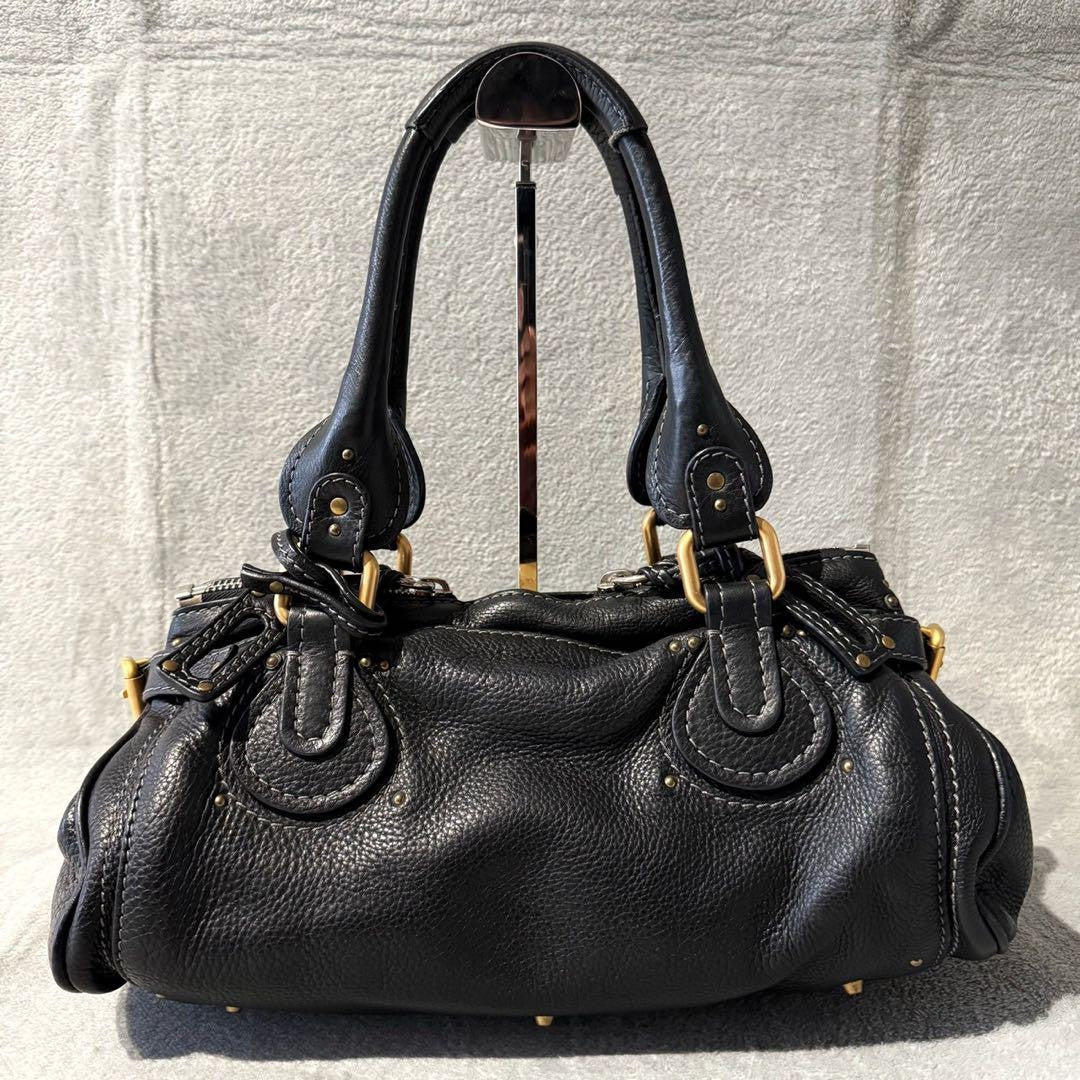 Chloe paddington handbag shoulder bag black leather 36 x 15 x 20cm