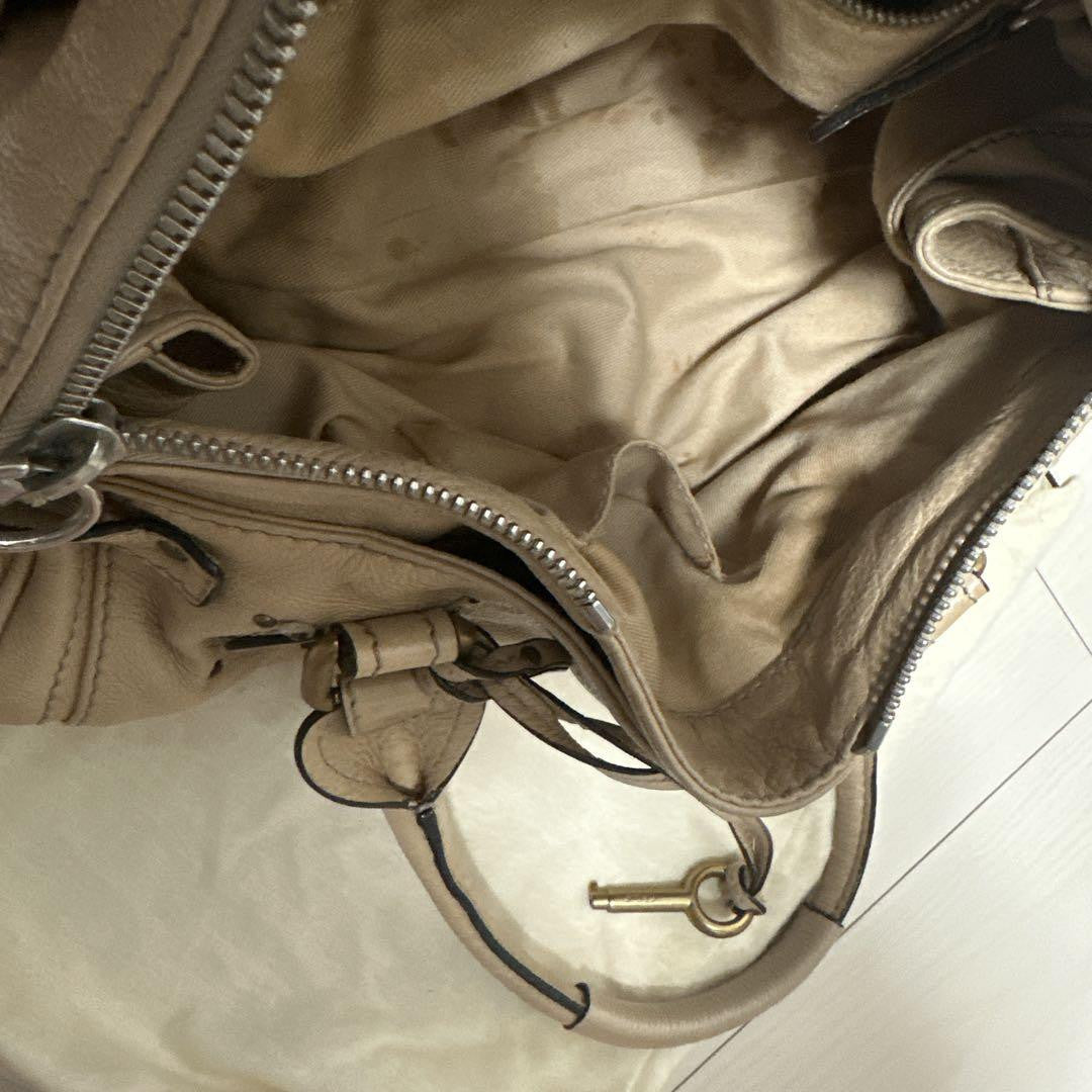 Chloe paddington shoulder bag handbag padlock key leather beige