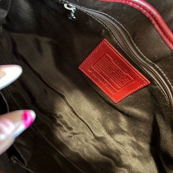 y2k coach red signature jacquard soho flap shoulder bag ♥️