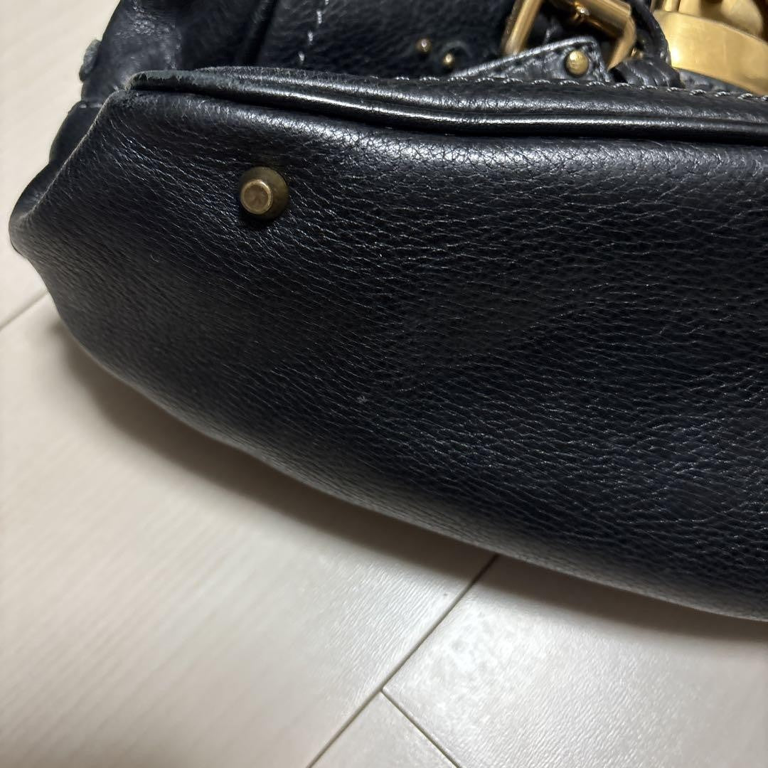 Chloe paddington handbag mini boston bag padlock key black leather