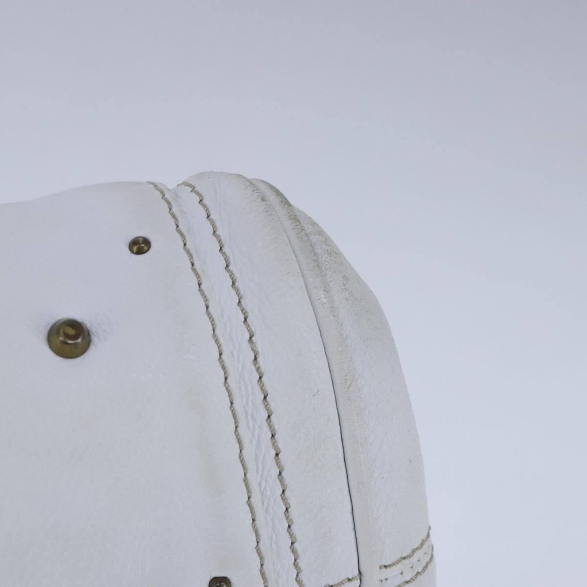 Chloe paddington hand bag leather white gold silver auth am7275