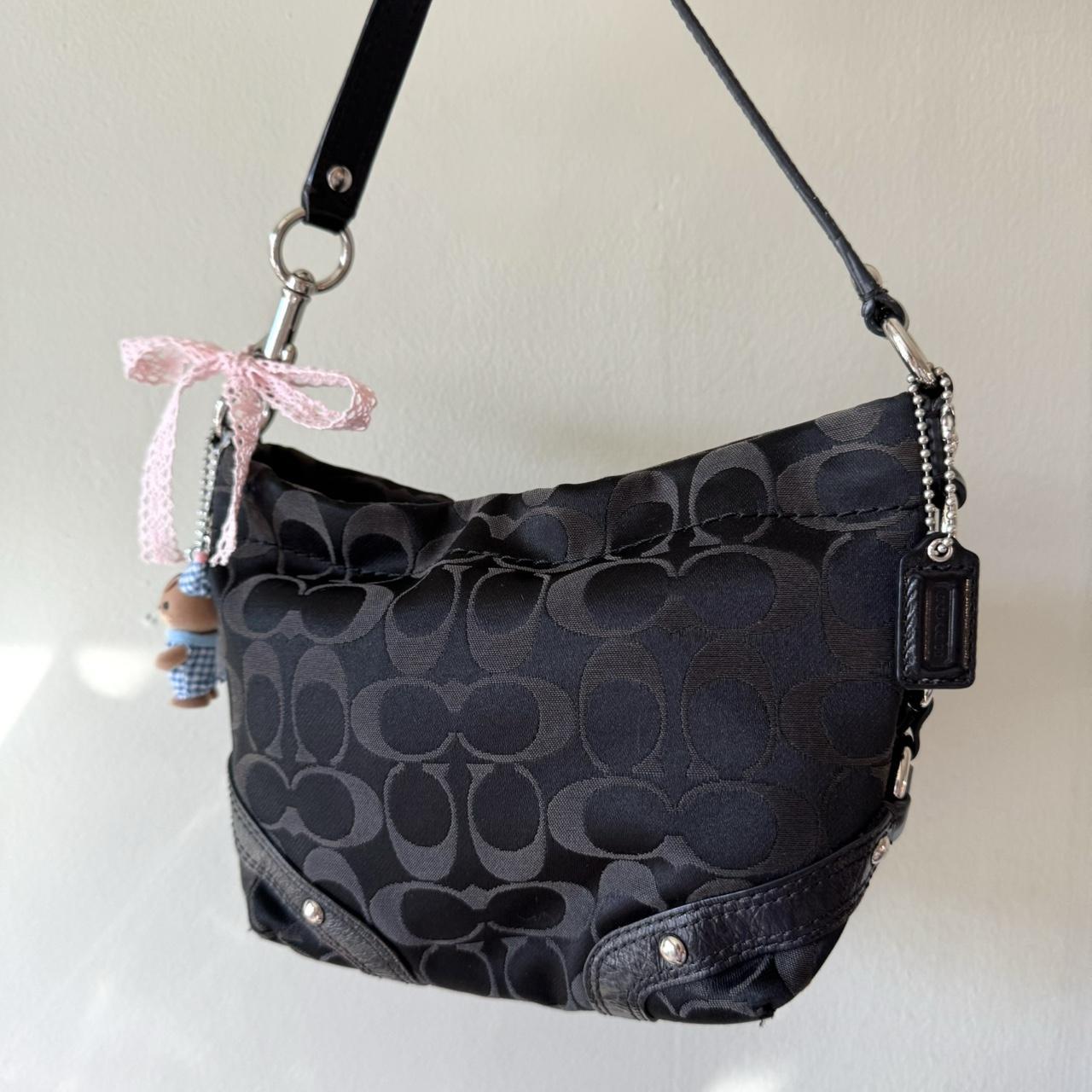 Vintage Y2K Coach Carly Signature black jacquard monogram shoulder bag!