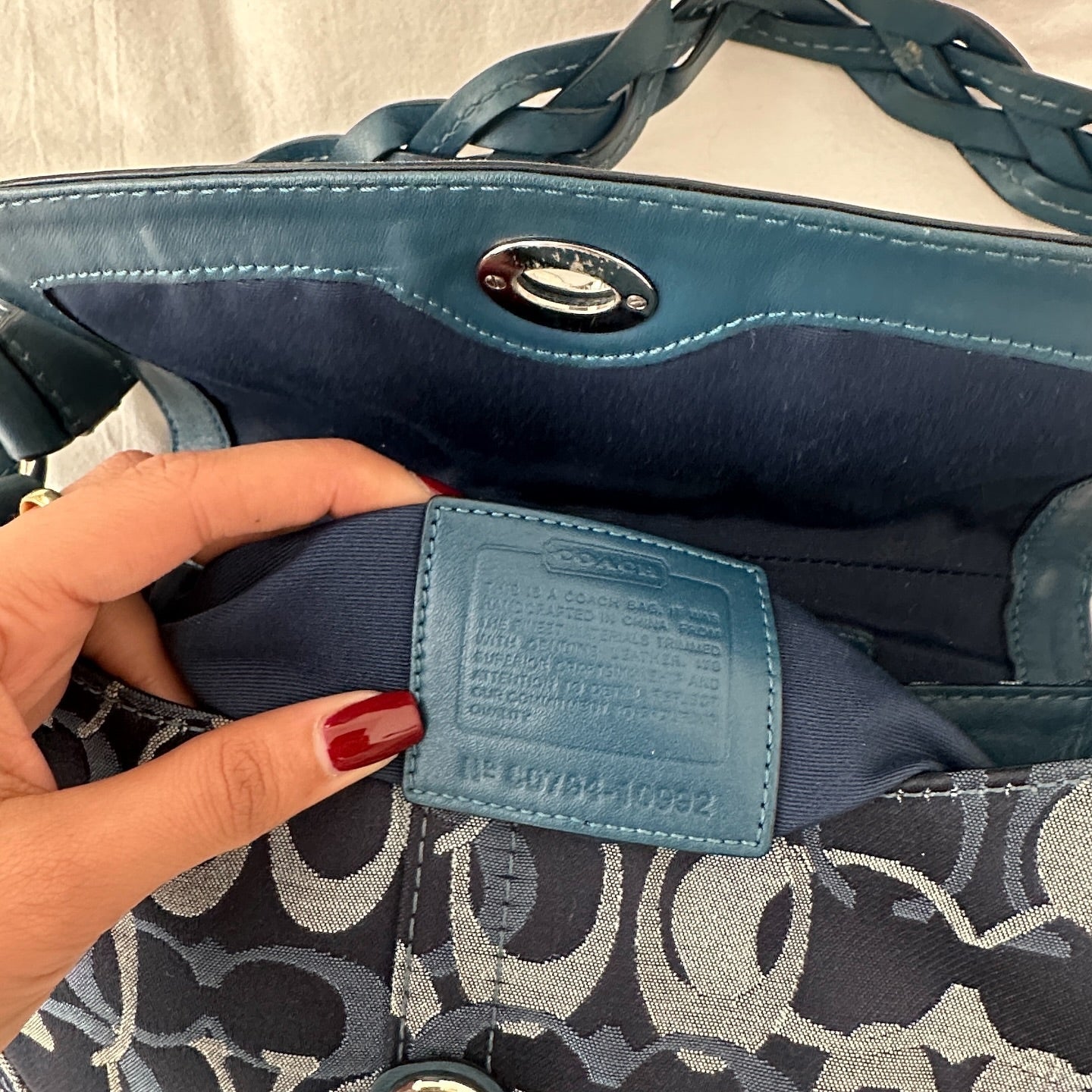 y2k coach blue monogram jacquard bag