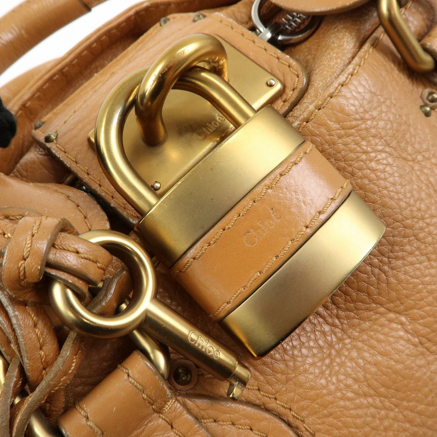 Chloe Paddington Medium Leather Hand Bag Shoulder Bag Brown Authentic Used F/S