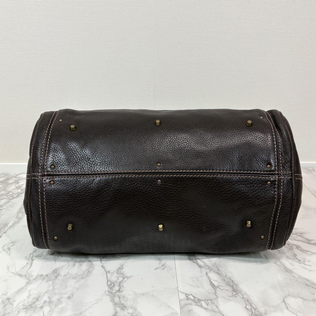 Chloe paddington hand bag leather dark brown with padlock key used authentic