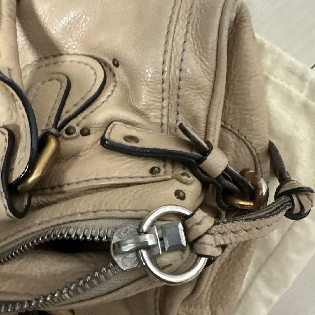 Chloe paddington shoulder bag handbag padlock key leather beige