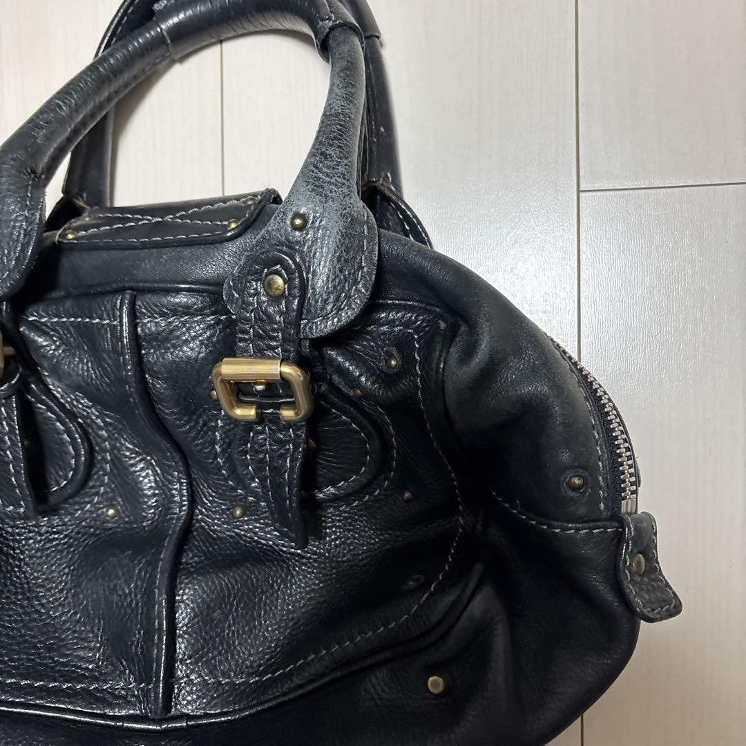 Chloe paddington handbag mini boston bag padlock key black leather