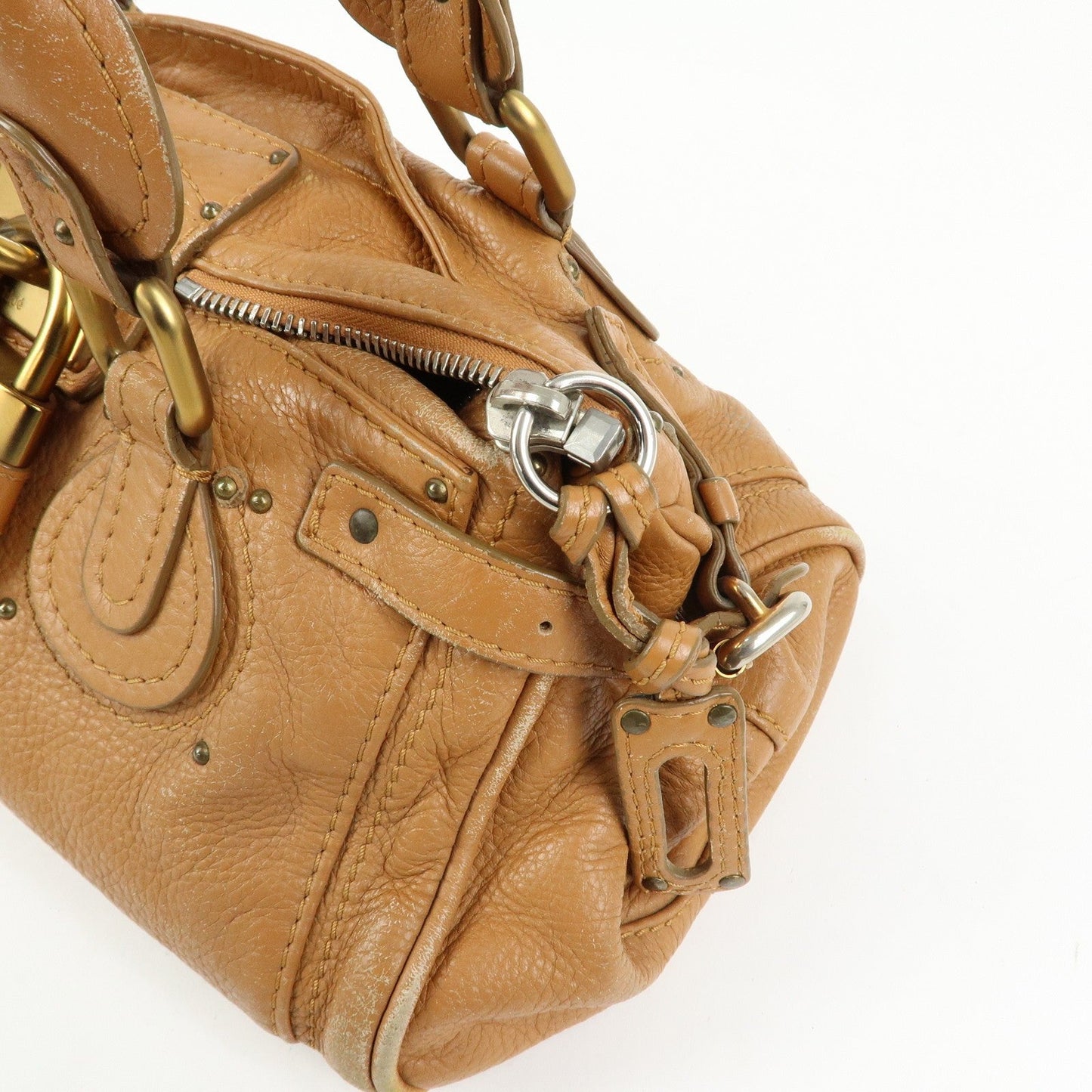 Chloe Paddington Medium Leather Hand Bag Shoulder Bag Brown Authentic Used F/S