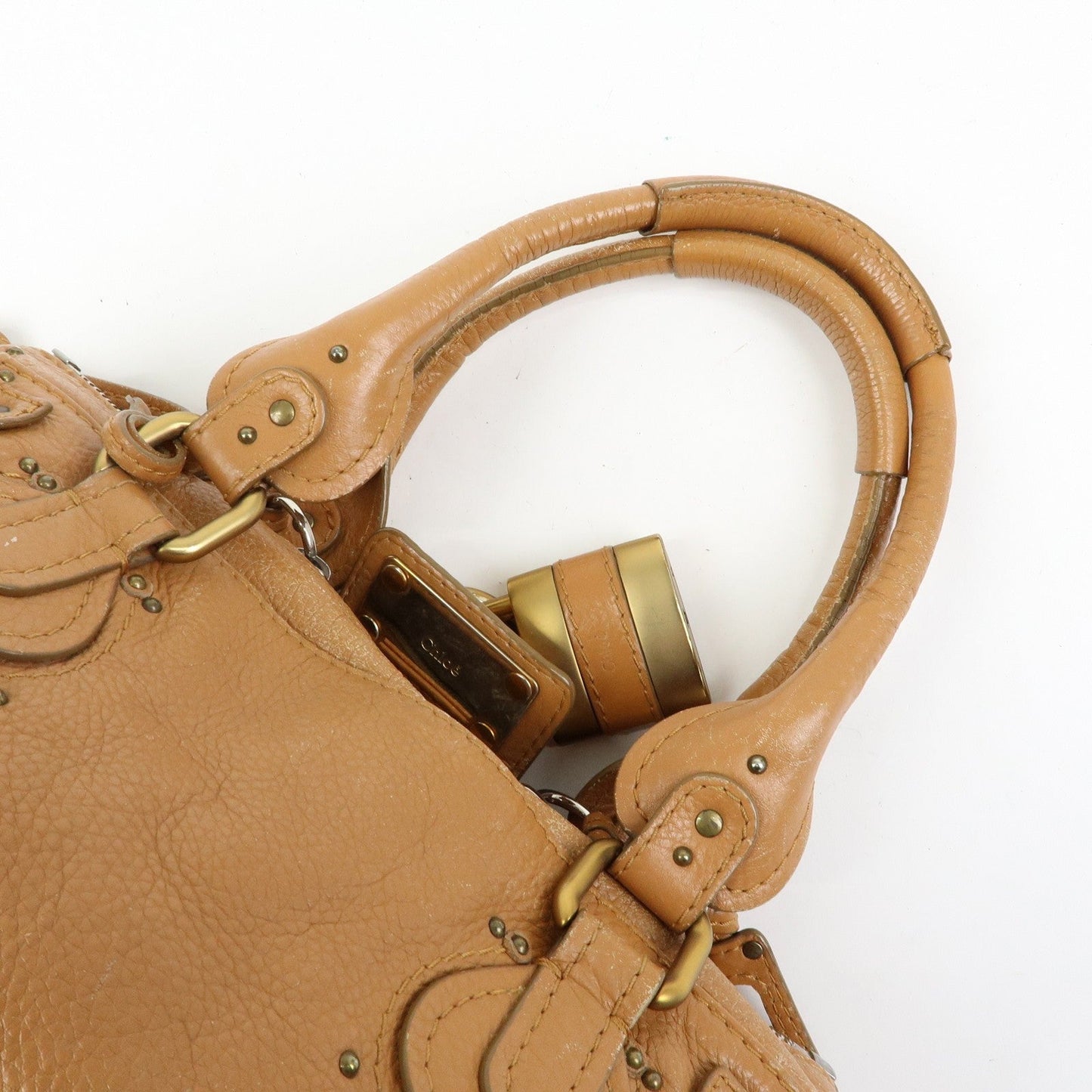 Chloe Paddington Medium Leather Hand Bag Shoulder Bag Brown Authentic Used F/S