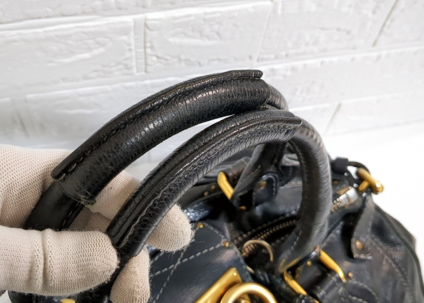 Chloe Paddington Black Leather Satchel Bag w/Padlock & Key Authentic Vintage✨