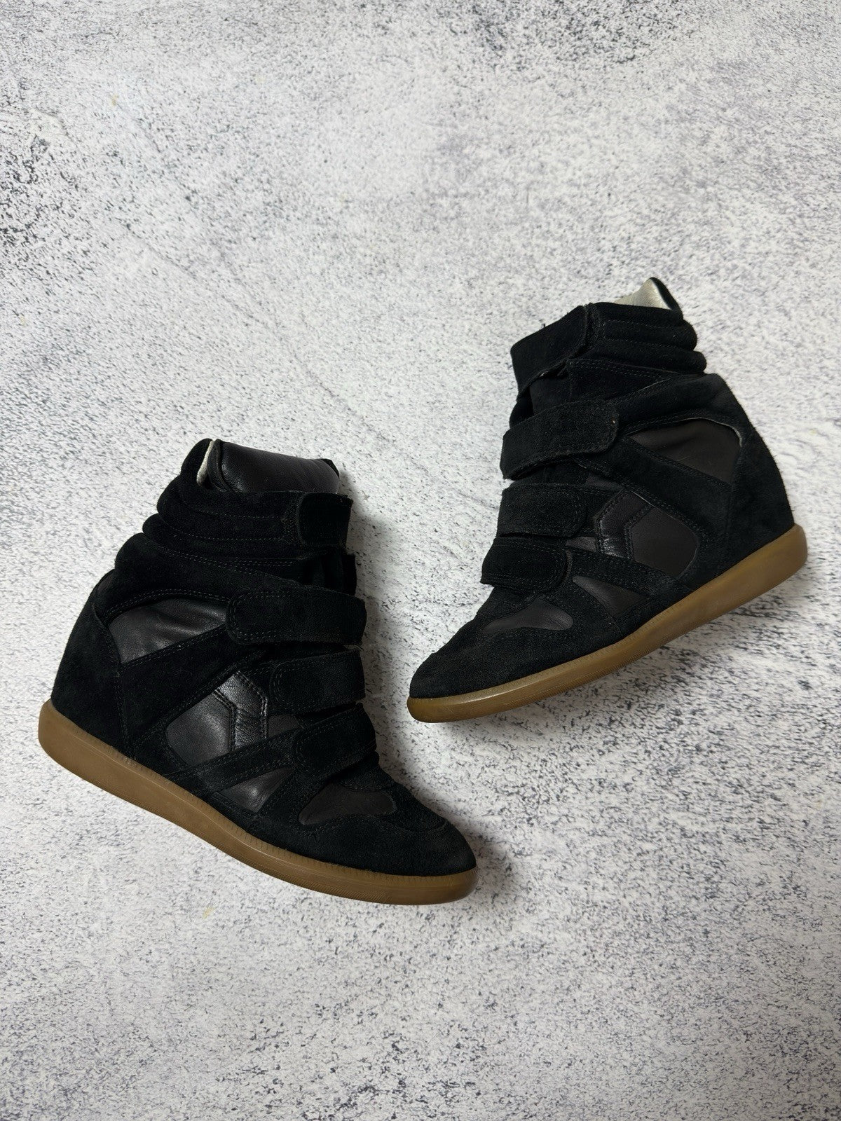 Isabel Marant Beckett Black Suede High Sneakers Basket Shoes Size 38