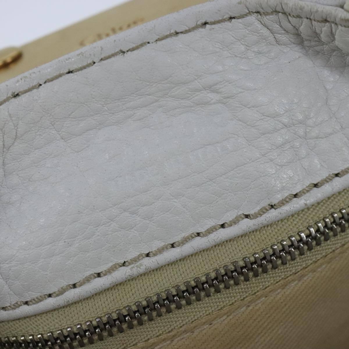 Chloe paddington hand bag leather white gold silver auth am7275