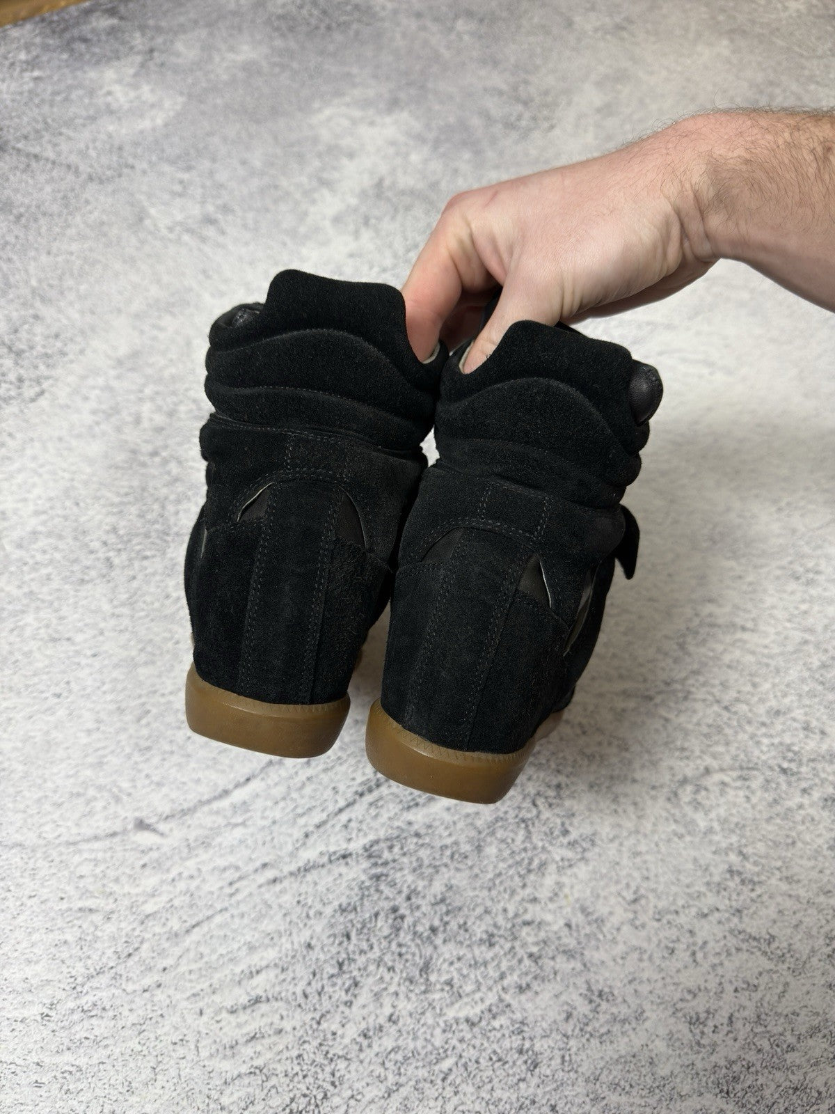 Isabel Marant Beckett Black Suede High Sneakers Basket Shoes Size 38