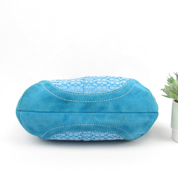 coach signature logo suede shoulder bag