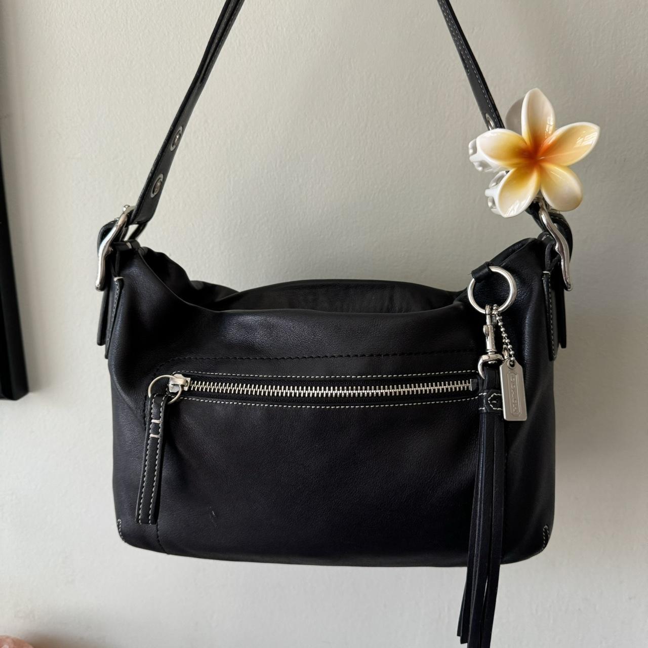 Vintage 90s black leather Coach Legacy East West zip shoulder bag!