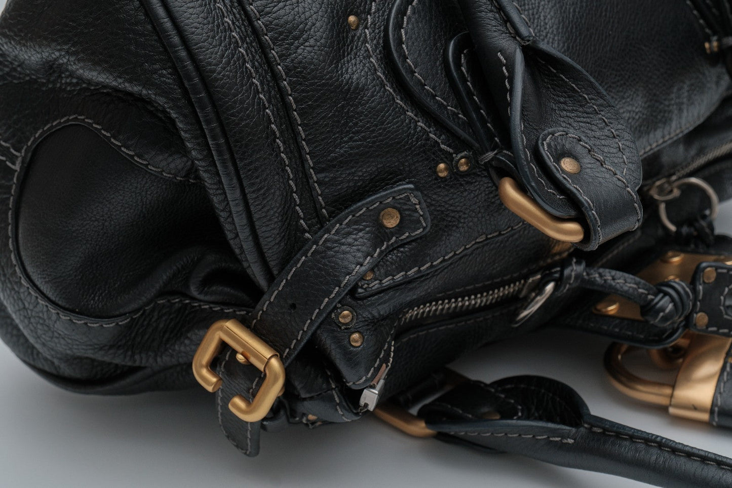 Chloe Paddington Hand Shoulder Bag Black Leather