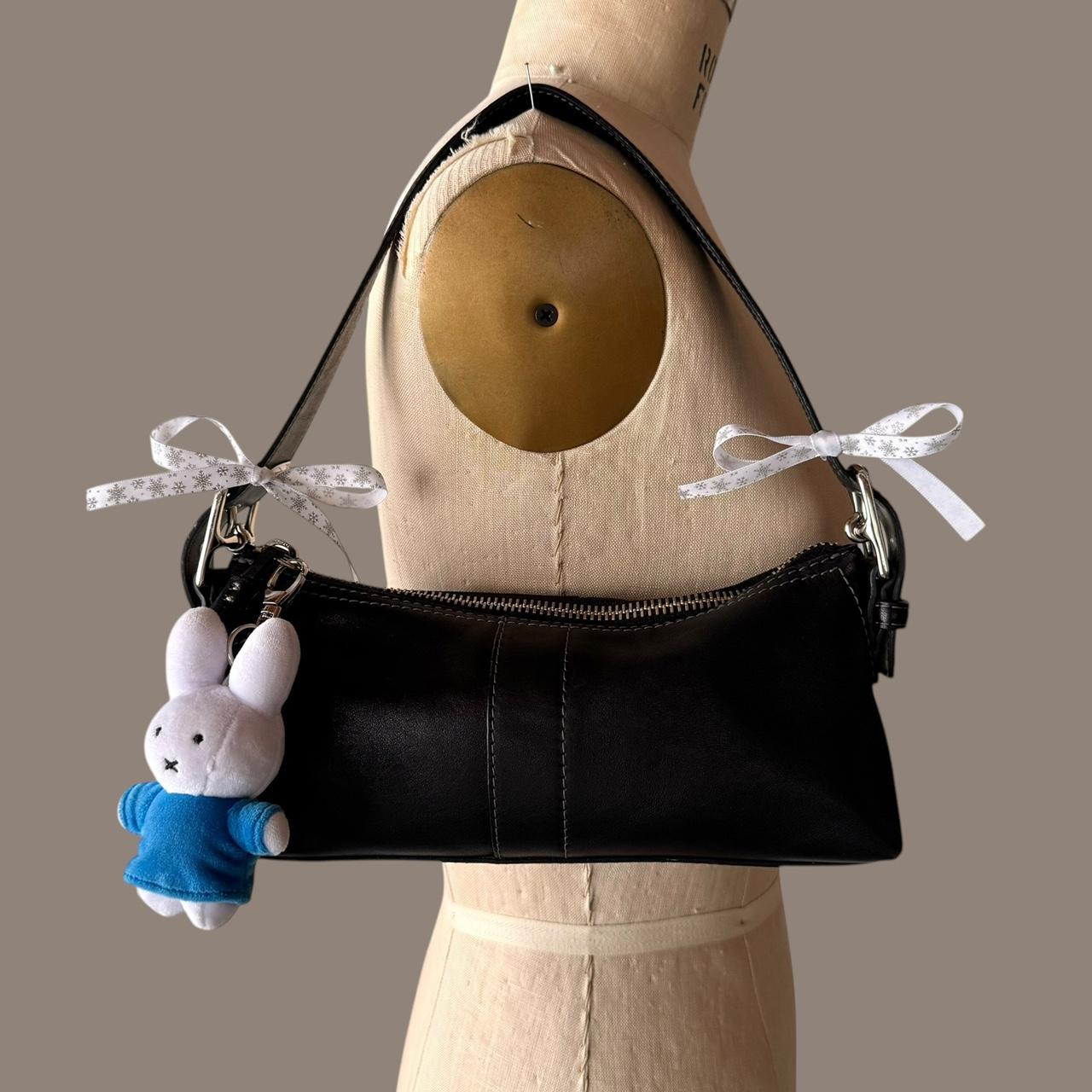 Vintage Y2K Coach black leather Demi baguette shoulder bag!