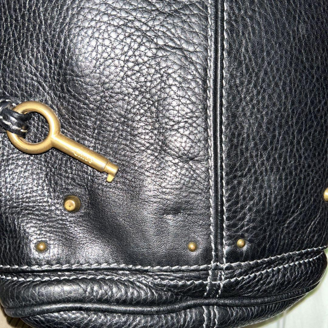 Chloe paddington handbag shoulder bag padlock key black leather